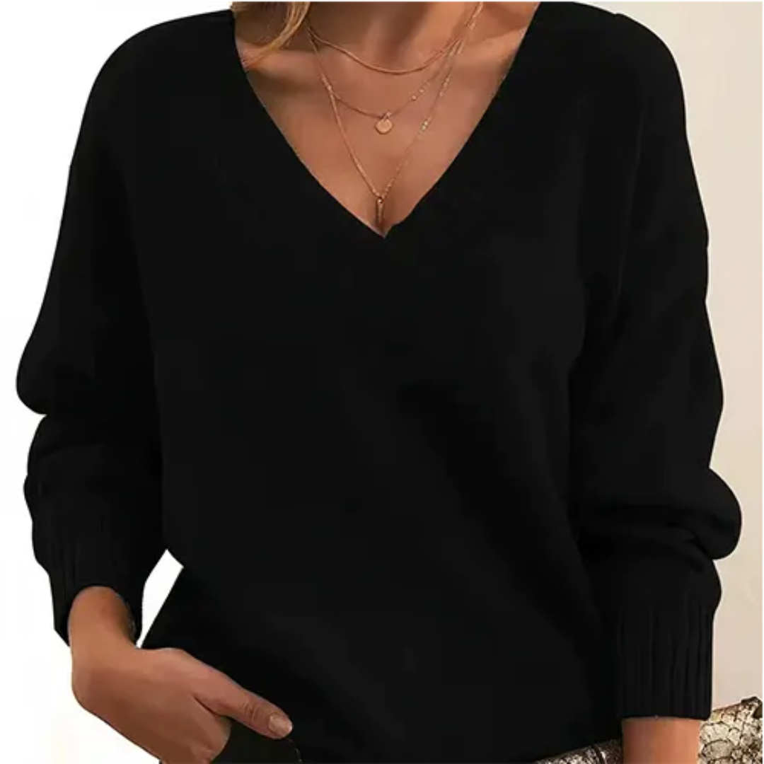 Levoire | Pull V à col en V pour femmes Noir
