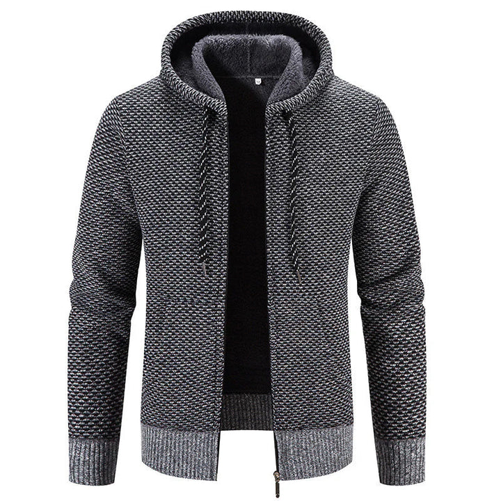Levoire | Pull En Tricot Pour Hommes Avec Capuche Et Revêtement En Fleece Gris