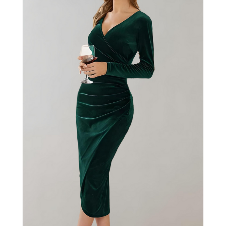 Levoire | Robe D'Invité De Mariage Enveloppante À Col En V - Midi Vert
