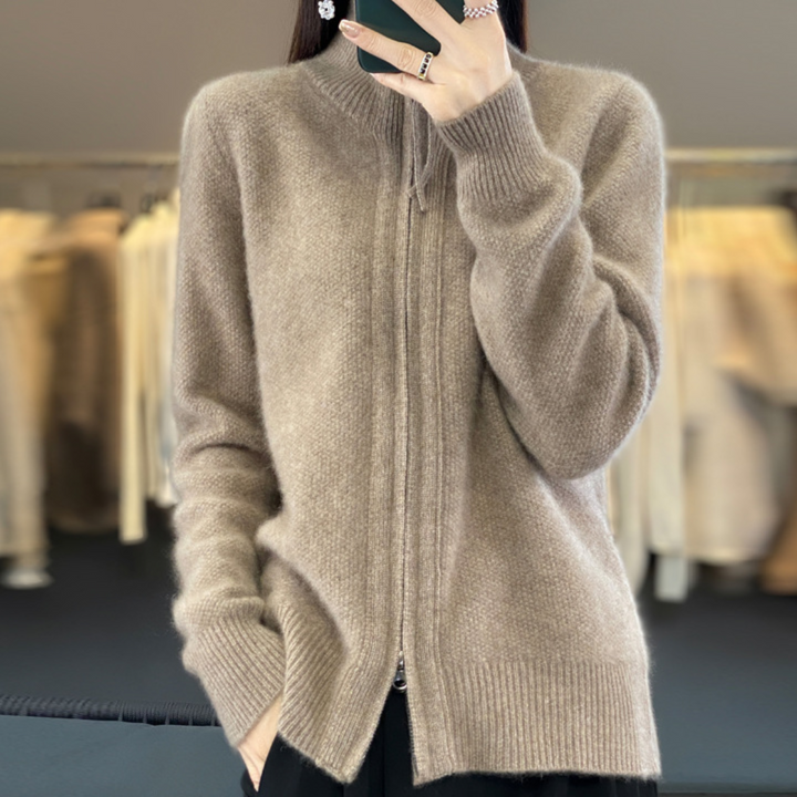 Levoire | Cardigan Zippé Élégant Et Confortable Marron clair