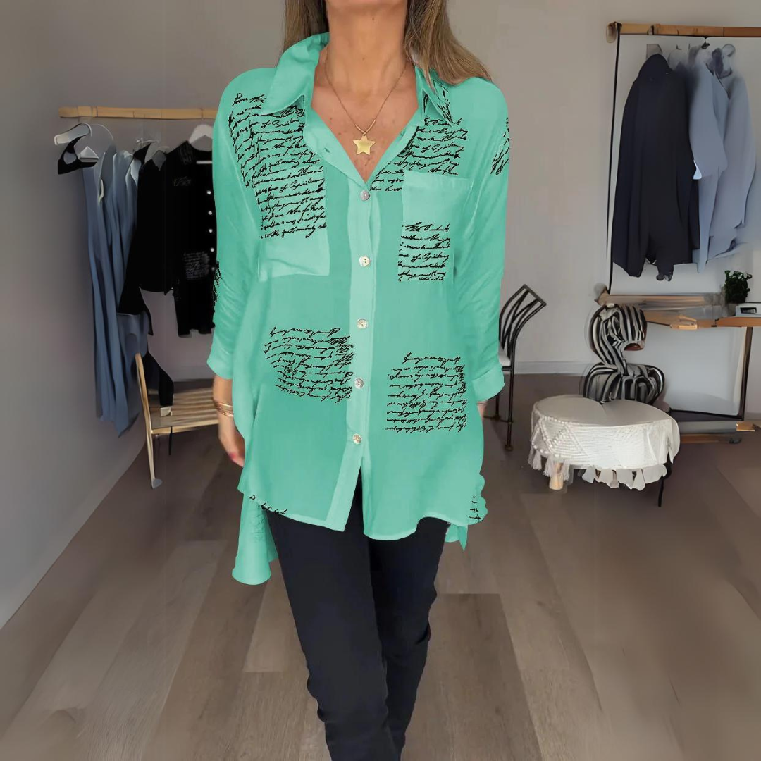 Levoire | Chemise Artistique Avec Imprimé Manuscrit Vert