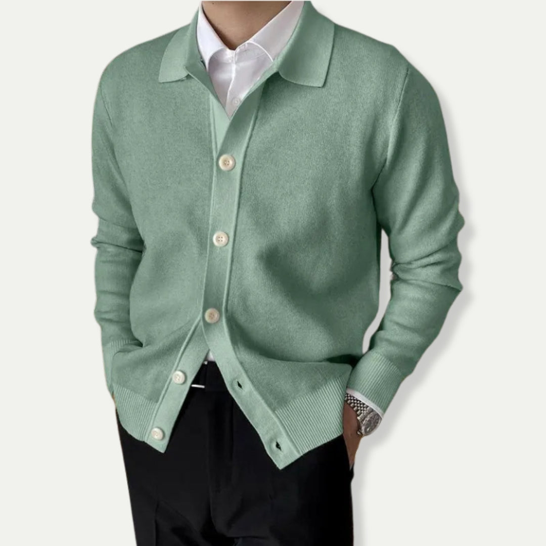 Levoire | Élégante Cardigan Homme À Boutons Vert