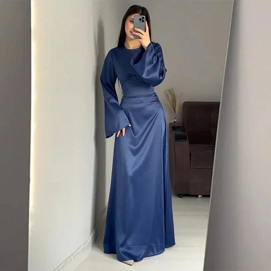Levoire | Robes Longues Pour Femmes Satin Bleu
