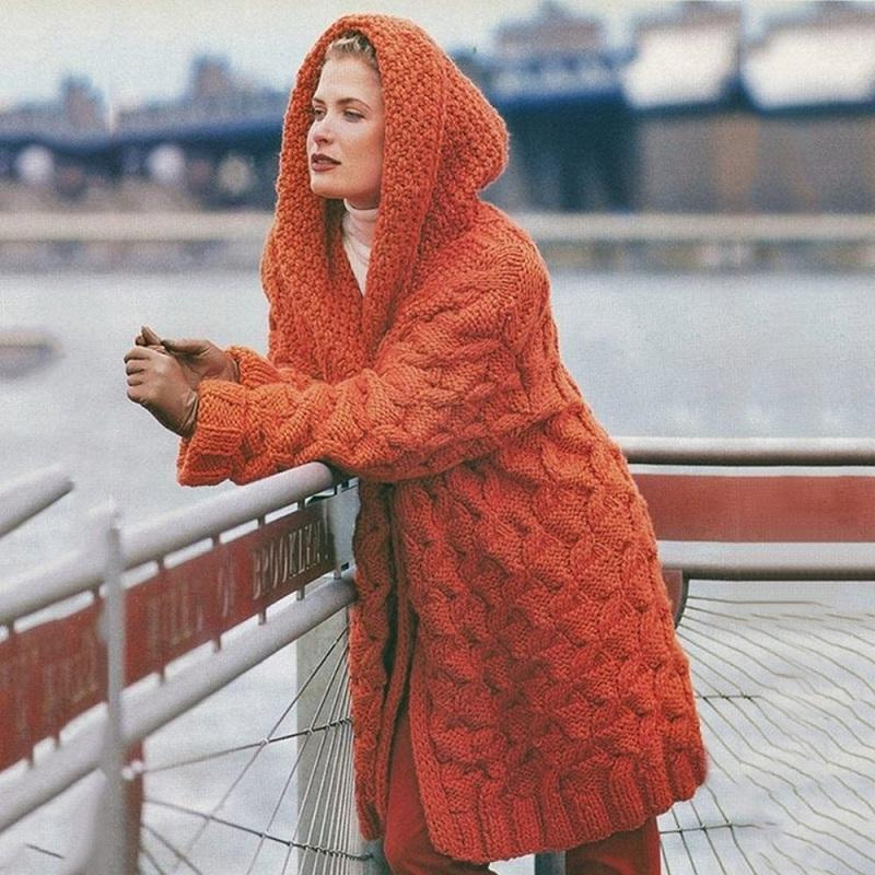 Levoire | Long Cardigan FR Women Hoodie Orange