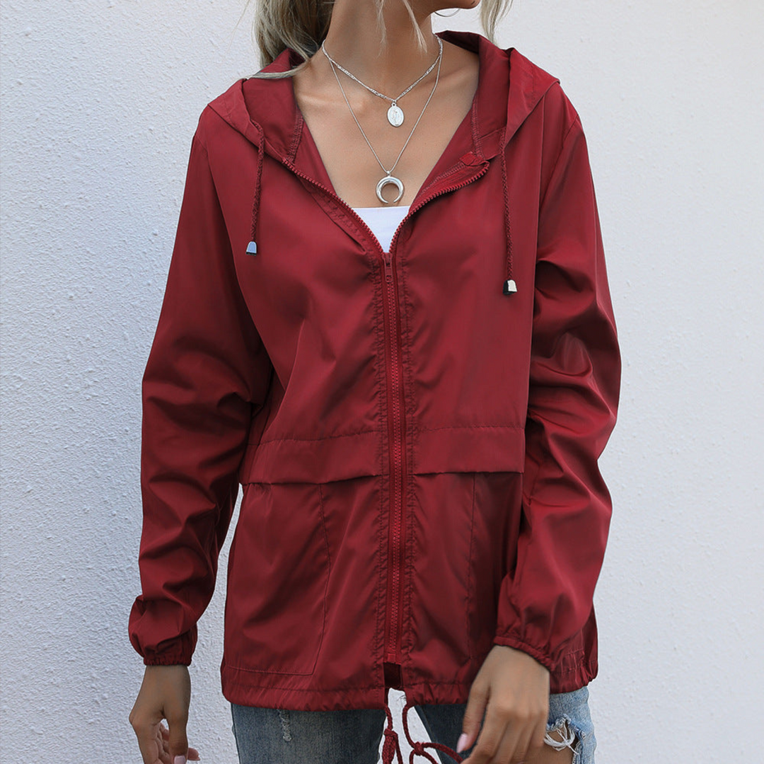 Levoire | Manteau pour femmes imperméable avec fermeture éclair - Imperméable élégant pour femmes Rot