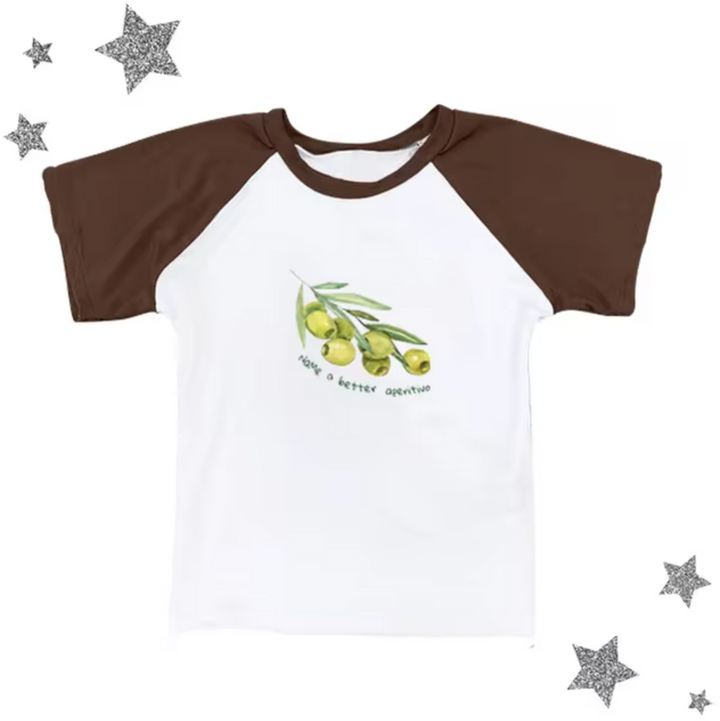 Levoire | Tops Avec Motifs D'Olives Blanc - manches marron