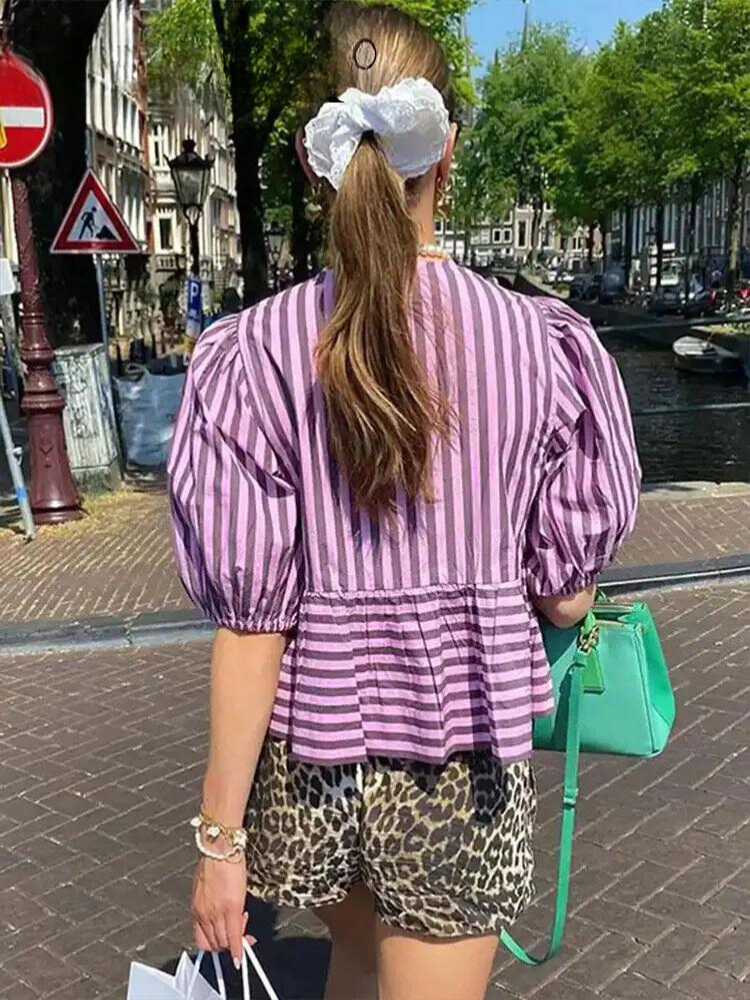 Levoire | Blouse à lacets rayée tendance
