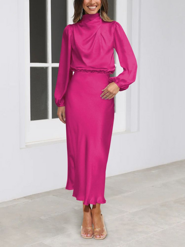 Levoire | Robe élégante pour femmes en satin avec des manches longues
