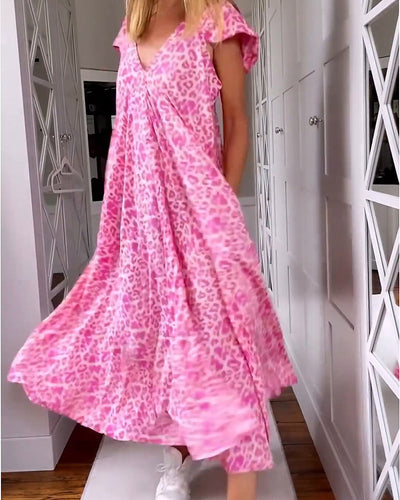 Levoire | V Décolleté Manches Courtes Robe Longue