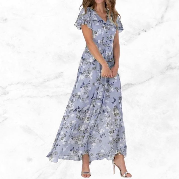 Levoire | Robe pour femmes charmante rétro fleurie design flatteur pour la silhouette Lila