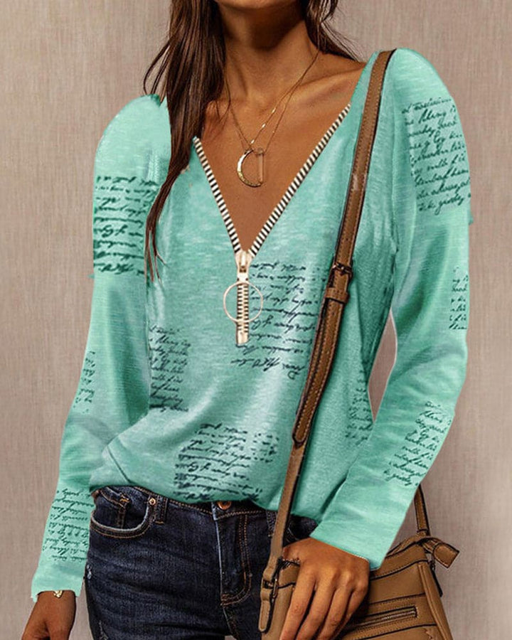 Levoire | Sweatshirt À Col En V Et À Manches Longues bleu clair