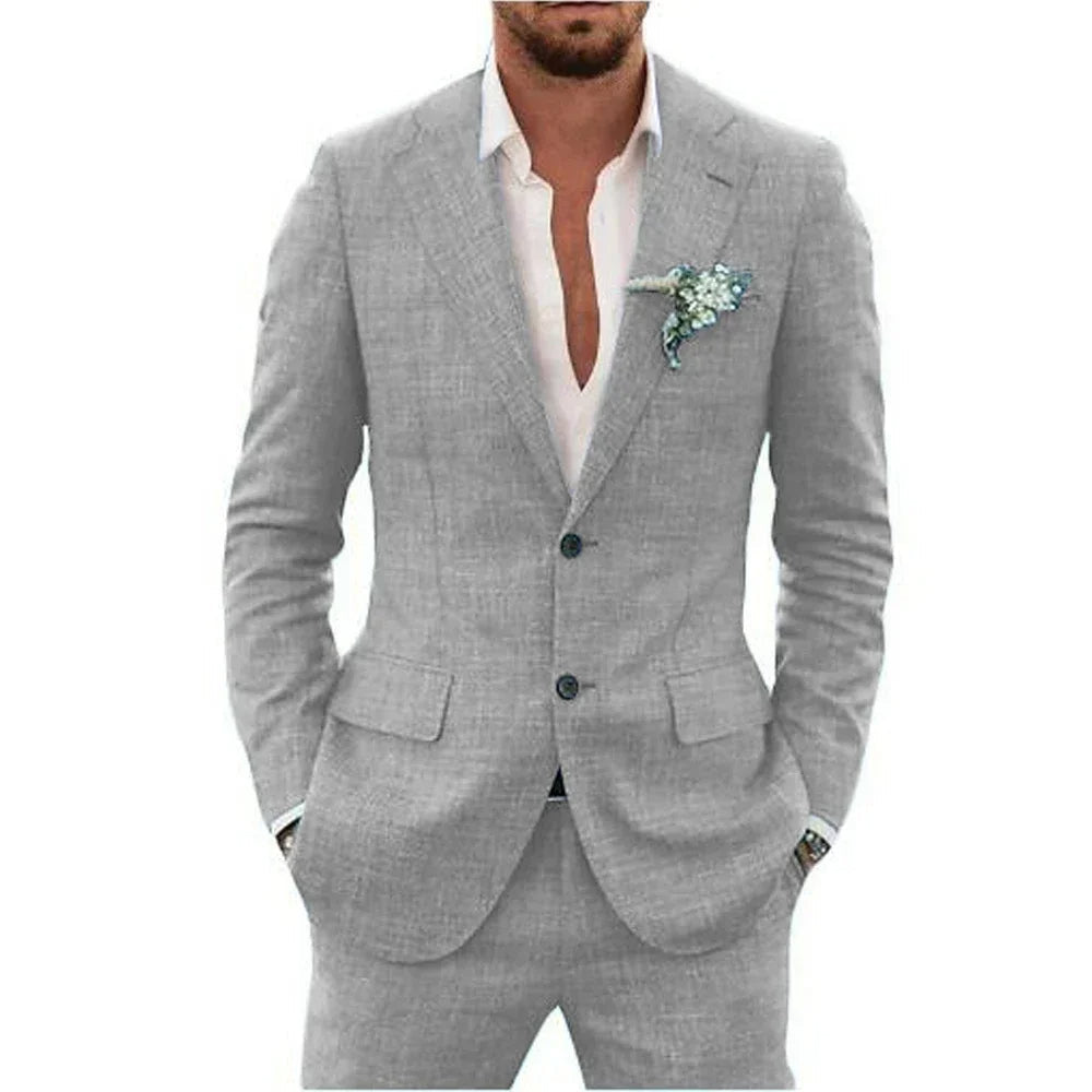 Levoire | Costume en lin pour hommes Gris