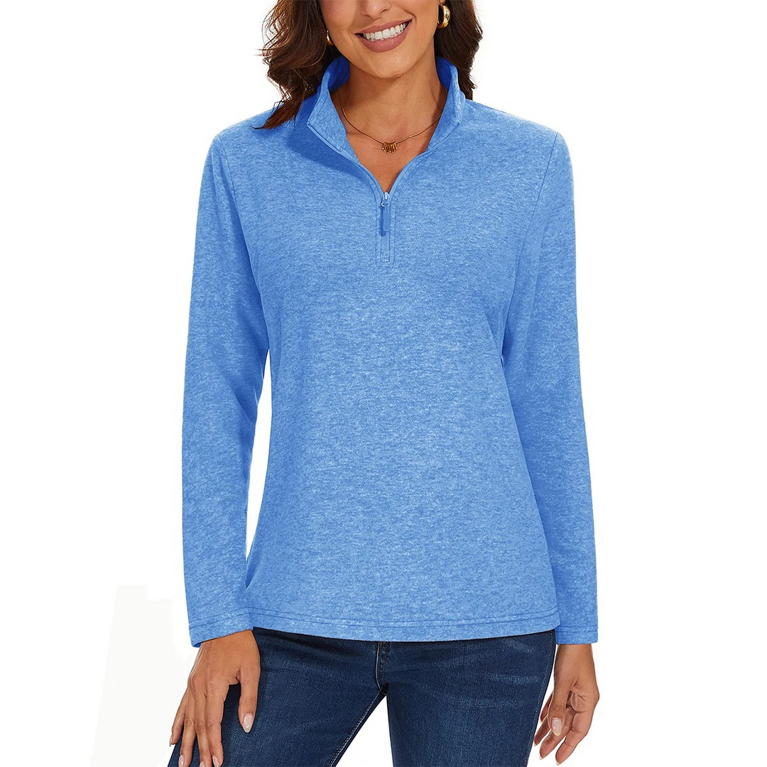 Levoire | Pull femme à fermeture éclair, motif en côtes et confort Bleu clair-a