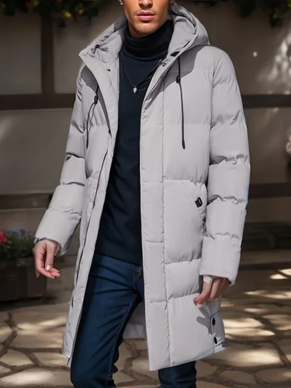 Levoire | Veste Hommes Avec Capuche Hiver Gris