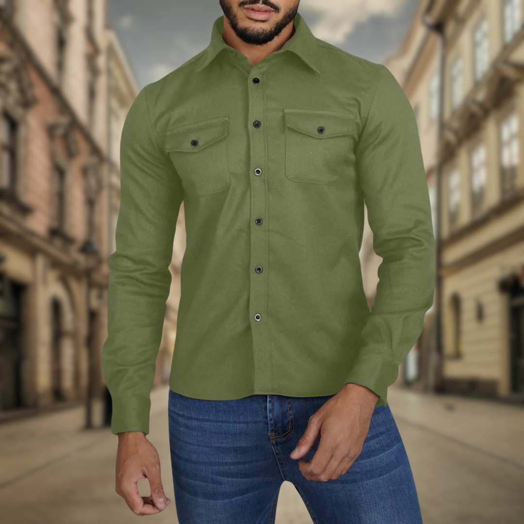 Levoire | Chemise décontractée d'automne Vert Militaire