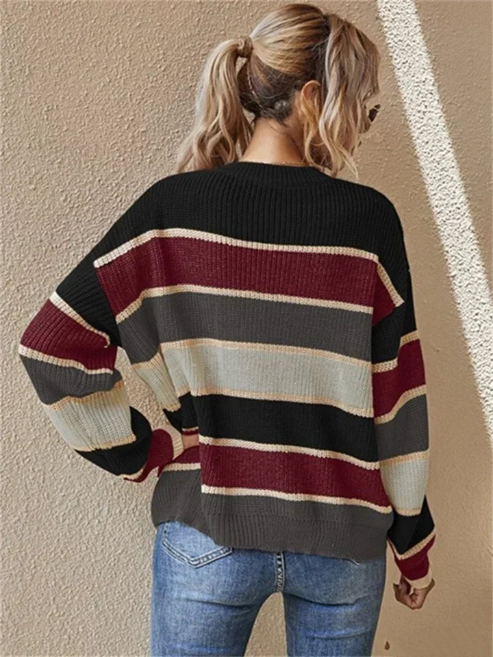 Levoire | Pull À Encolure Ronde Rayé Pour Des Voyages Élégants