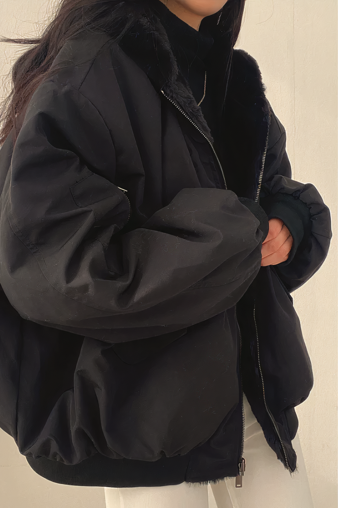 Levoire | Manteau FR Femmes Capuche Chaud Noir