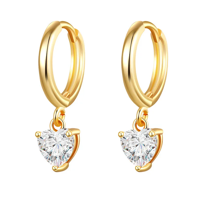 Levoire | Zirconium Tippu Boucles D'Oreilles Or cœur