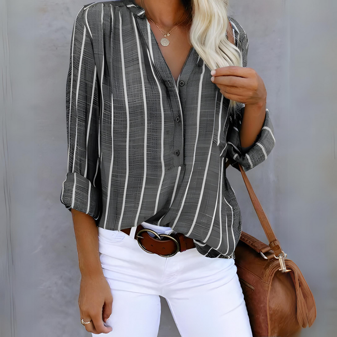 Levoire | Chemise À La Mode Pour Femmes | Rayé Gris