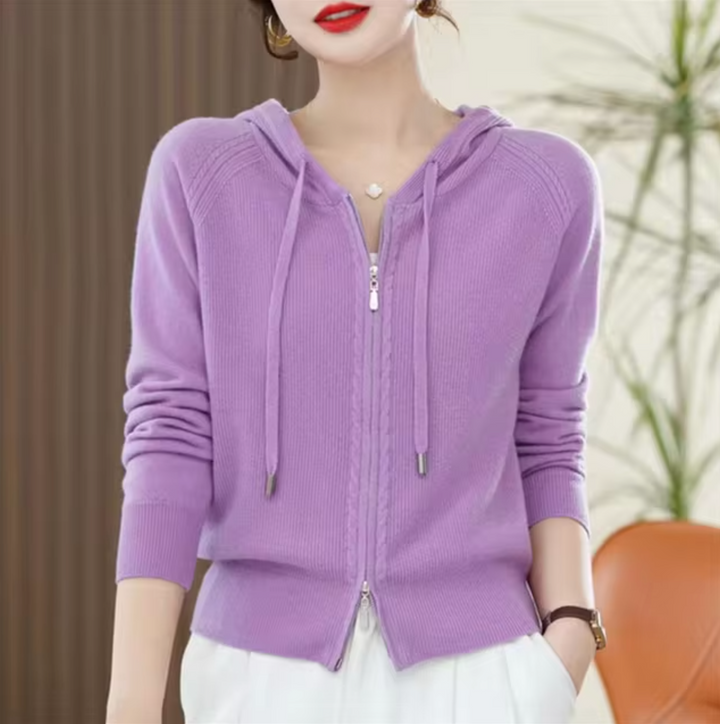Levoire | Pull À Capuche En Maille Avec Sensation De Cachemire Lila