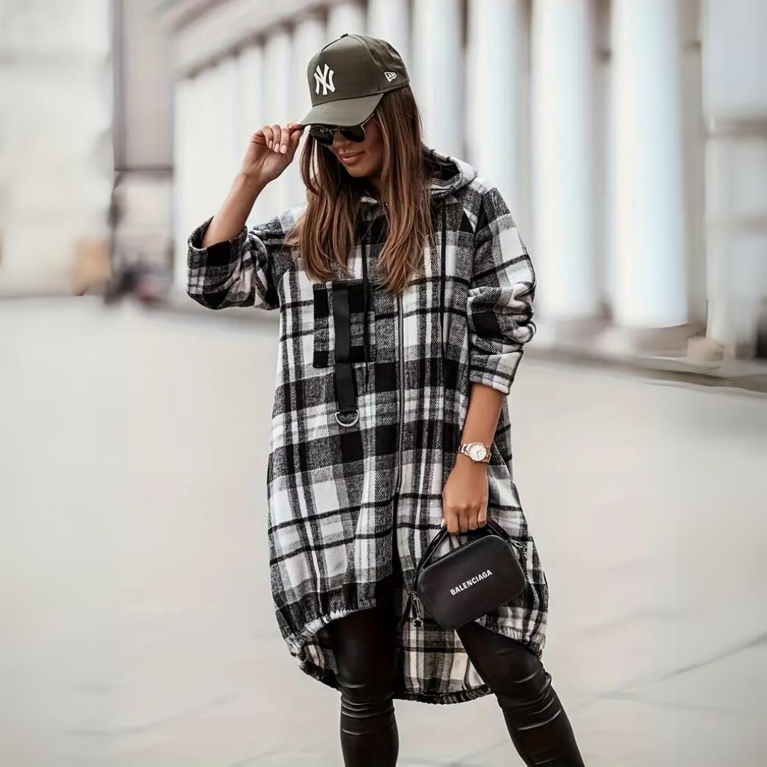 Levoire | Gilet À Carreaux Tendance Pour Femmes Noir