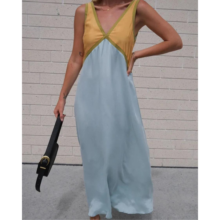 Levoire | Robe Élégante Avec Décolleté En V Jaune