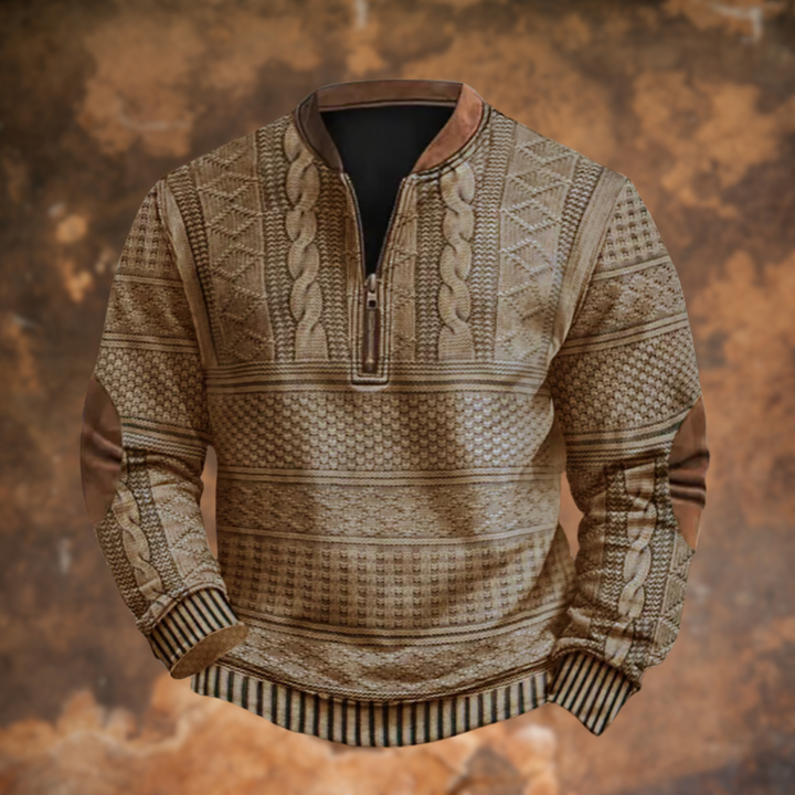 Levoire | Sweatshirt Zippé Vintage en Tricot Doux et Confortable Kaki