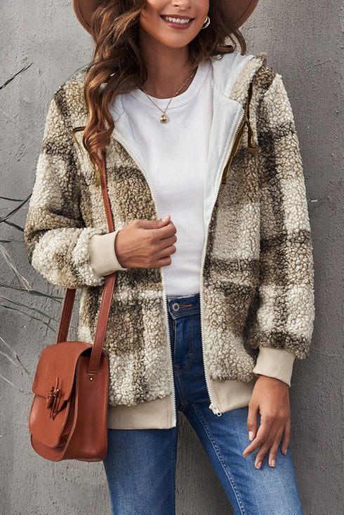 Levoire | Kaki Carre Fermeture Éclair Polaire Sweat À Capuche