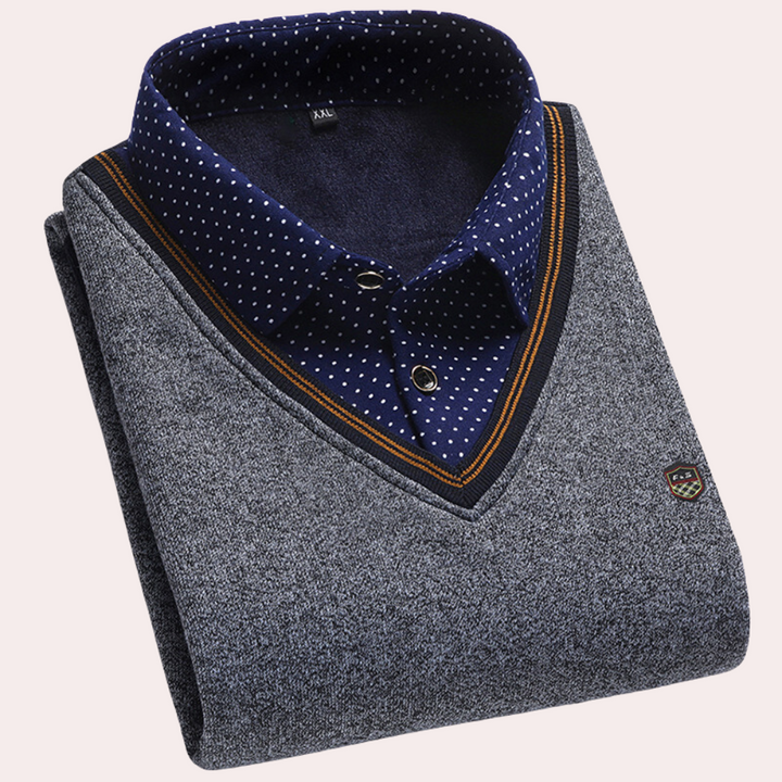 Levoire | Pull classique pour hommes avec col de chemise pour hommes Gris