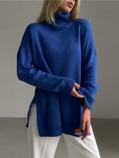 Levoire | Chemise À Col Long Grande Avec Fentes Latérales Safyyrinsininen
