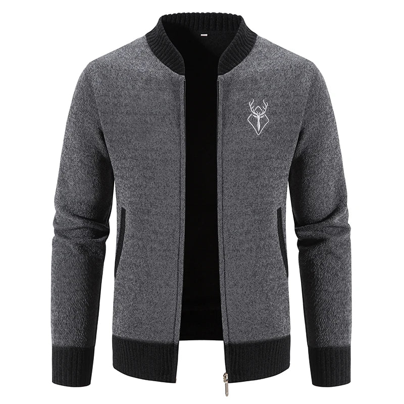 Levoire | Gilet Slim à Manches Longues avec Fermeture Éclair et Poches gris foncé