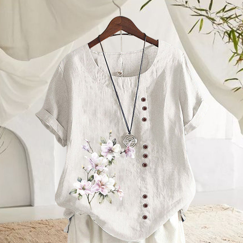 Levoire | Chemise en coton-lin à fleurs Blanc