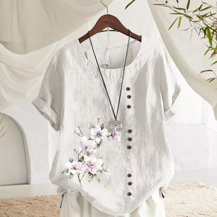 Levoire | Chemise en coton-lin à fleurs Blanc