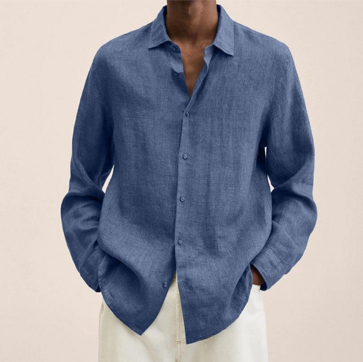 Levoire | Chemise En Lin FR Hommes Long Bleu