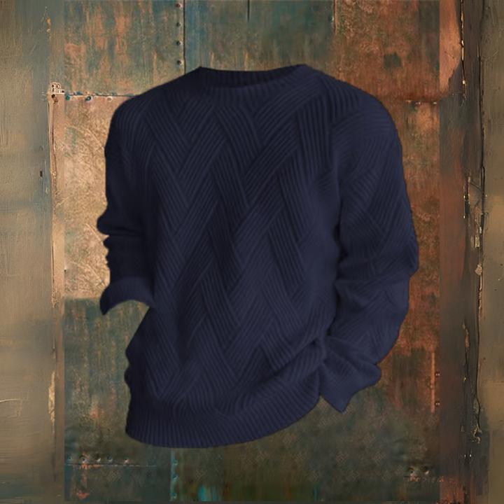 Levoire | Motif À Carreaux Col Rond Décontracté Sweatshirt Bleu