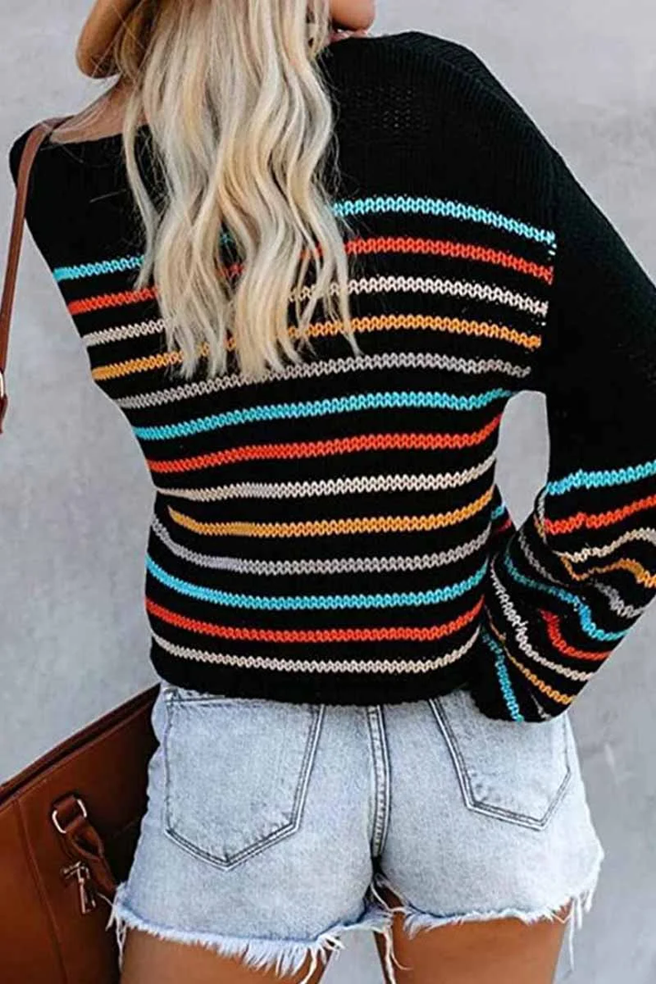 Levoire | Un Pull À Une Épaule Avec Un Motif Coloré Noir