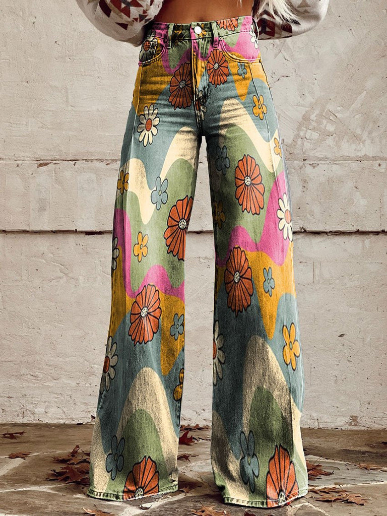 Levoire | Pantalon Flare Look Rétro Femme Hippie
