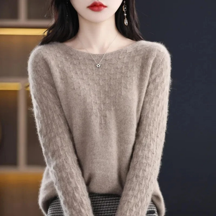 Levoire | Kashmir Pull pour Femmes Design de Tricot Élégant, Doux & Chaud Braun