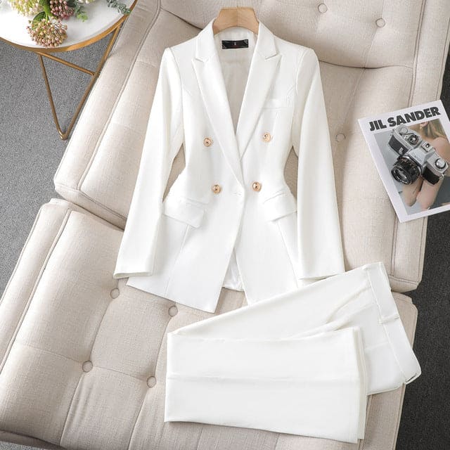 Levoire | Pantalon Et Blazer Pour Femmes Blanc
