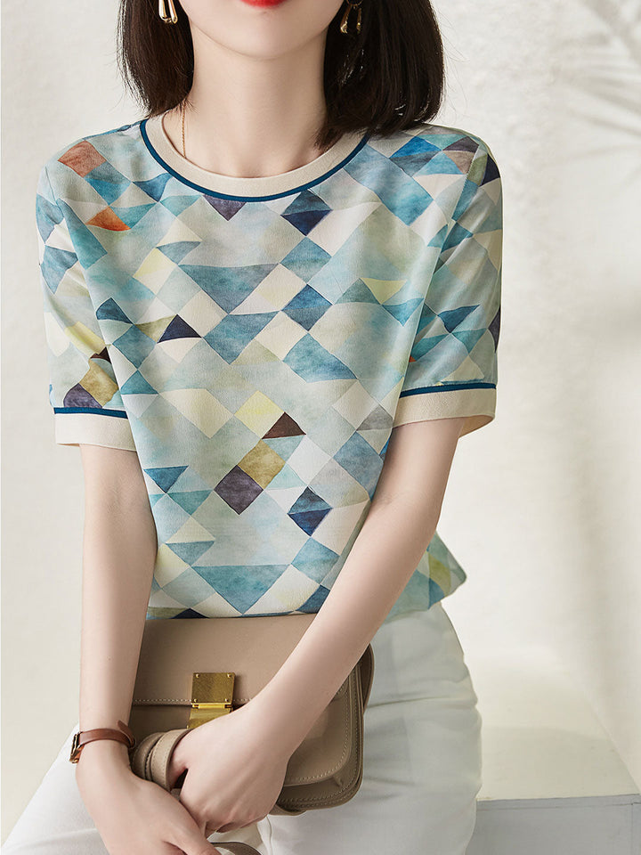 Levoire | Chemise Contrastée Élégante Avec Impression Géométrique Moderne