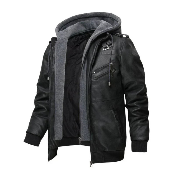 Levoire | Veste En Cuir Avec Capuche Intégrée