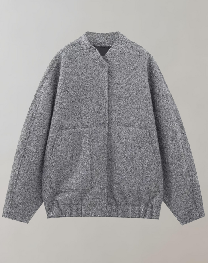 Levoire | Veste bomber surdimensionnée à manches longues avec bouton Gris