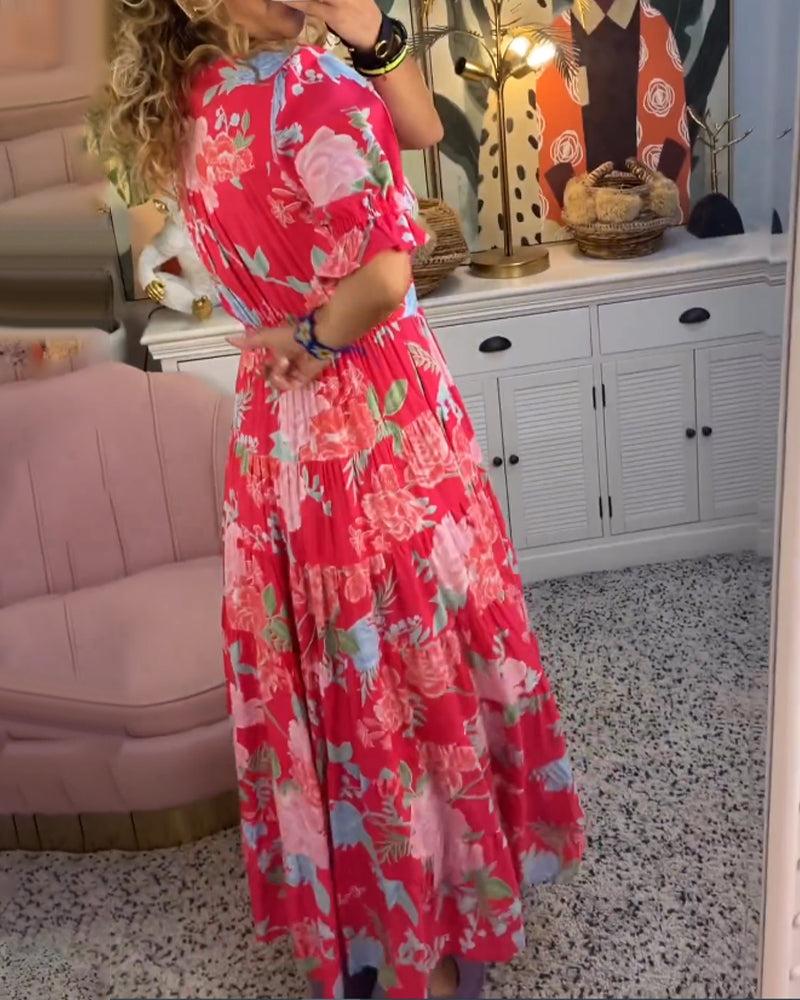 Levoire | Robe à col en V avec motif floral