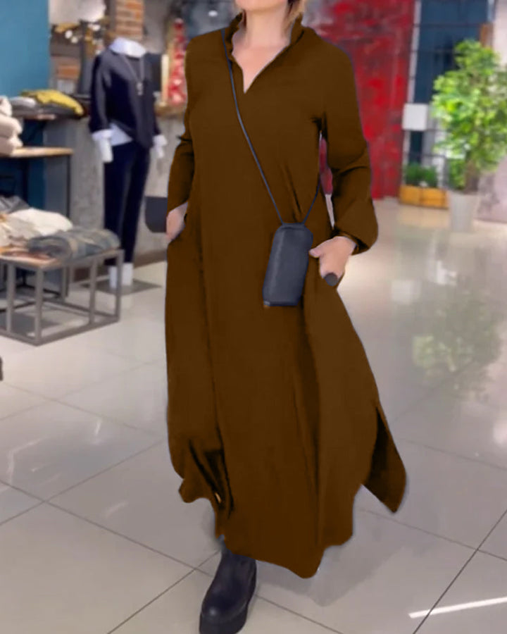 Levoire robe longue avec fente latérale Braun