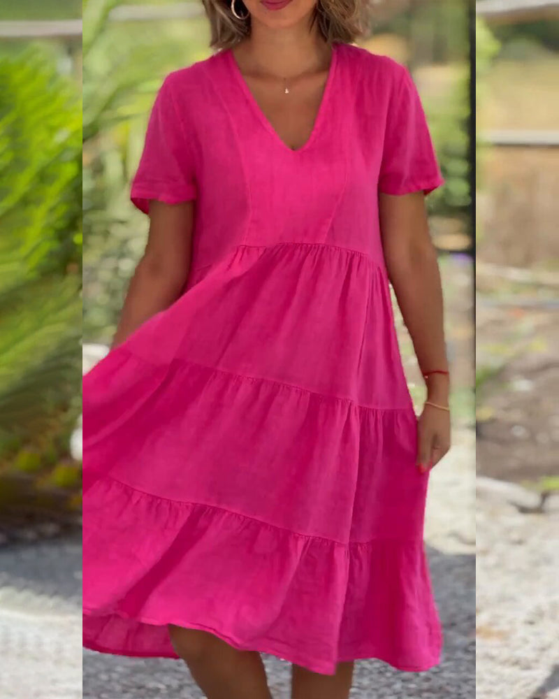 Levoire | Robe En Coton Lin Avec Décolleté En V