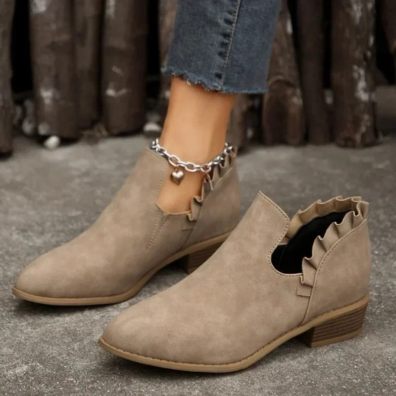Levoire | Botte Antidérapante Durable Avec Plis Beige