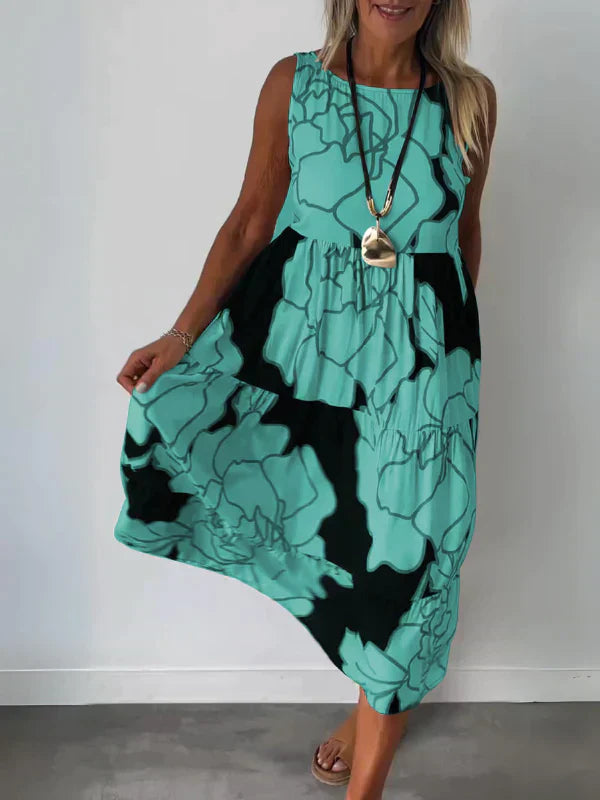 Levoire | Robe sans manches pour femmes avec imprimé robe d'été pour femmes Vert