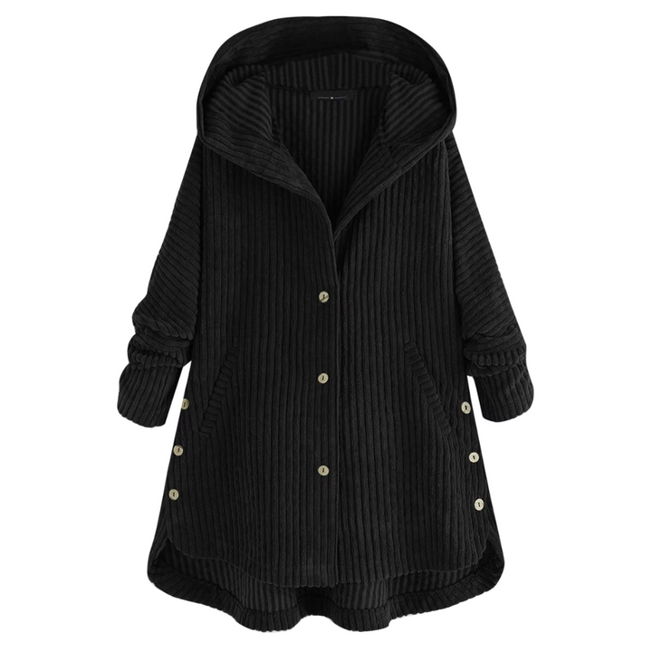 Levoire | Veste En Velours Côtelé Stylée Avec Capuche Noir