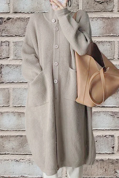 Levoire | Long Gilet With Button Placket, Collar And Practical Pockets Beige