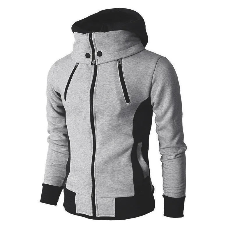 Levoire | Veste de sport en polaire slim fit avec zip et capuche pour hommes Gris clair